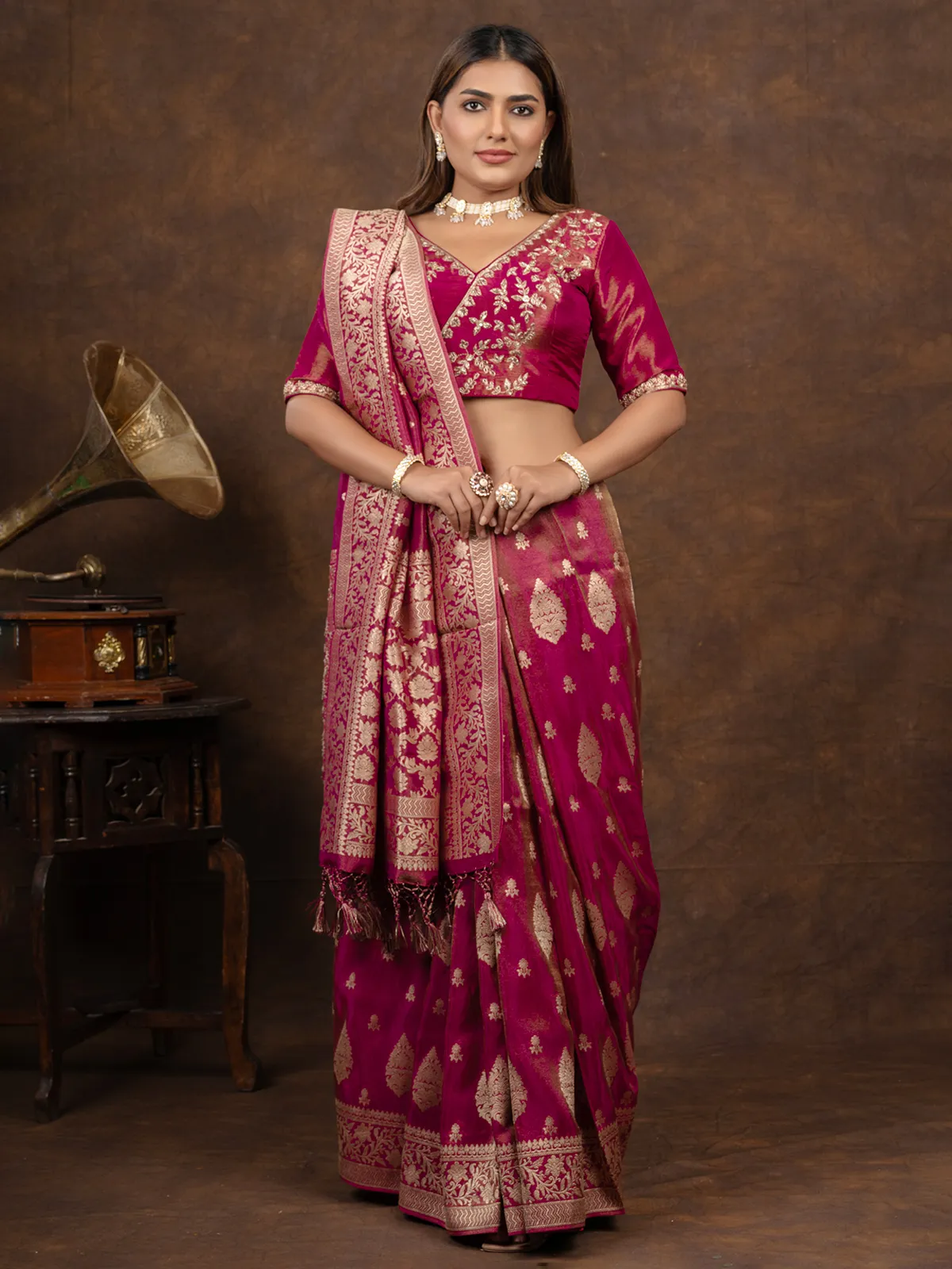 rani colour saree